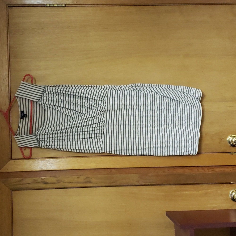 Massimo S sleeveless striped scoop neck wrap front dress